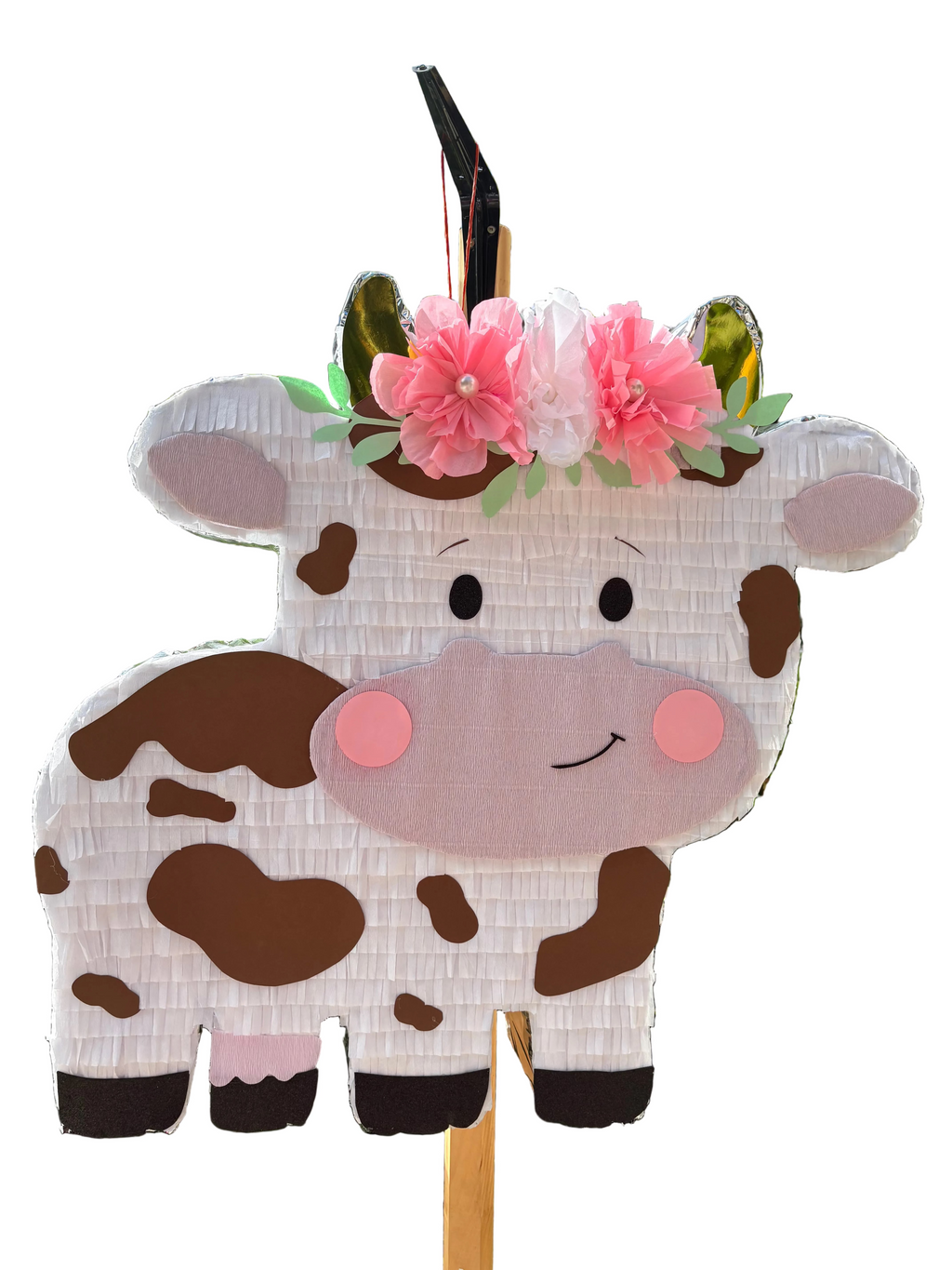 Handmade Cow Pinata with Flowers